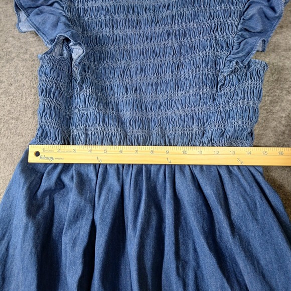 GAP Denim Maxi Dress Womens XL Blue Smocked Ruffle Tiered Sleeveless - Picture 6 of 6